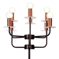 Lámpara de sobremesa Candelabra 8 brazos E14 25W negro/cobre 60x50x50 cm