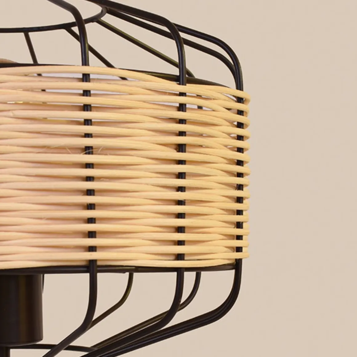 Lámpara de sobremesa Solange Lumit 60W mimbre natural/marrón Ø25x45,5 cm