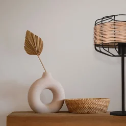 Lámpara de sobremesa Solange Lumit 60W mimbre natural/marrón Ø25x45,5 cm