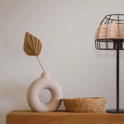 Lámpara de sobremesa Sotero 60W mimbre marrón/natural Ø20x43,5 cm