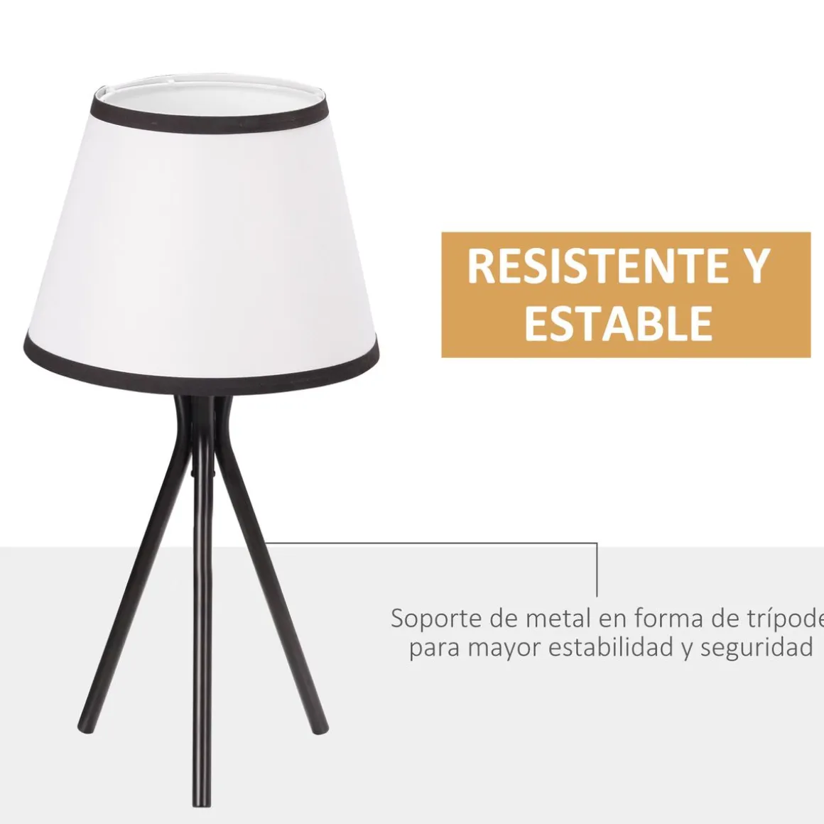 Lámpara de sobremesa Tina Homcom 40W blanco/negro Ø25x50 cm
