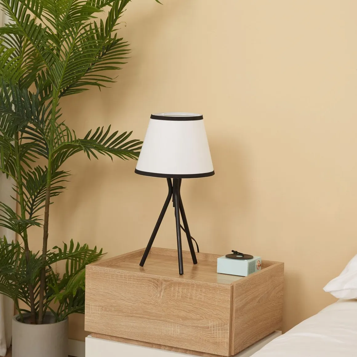Lámpara de sobremesa Tina Homcom 40W blanco/negro Ø25x50 cm