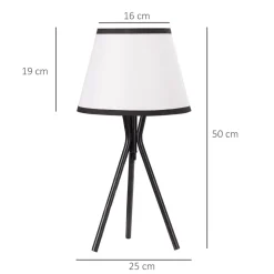 Lámpara de sobremesa Tina Homcom 40W blanco/negro Ø25x50 cm