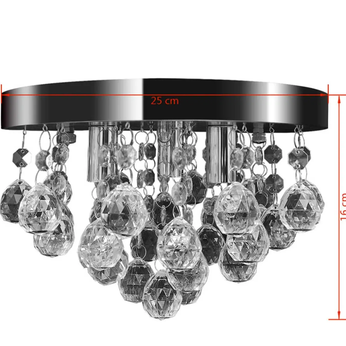Lámpara de techo de cristal diseño cromado Ø25x16 cm