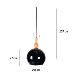Lámpara de techo Eclipse E27 60W negro/natural Ø35x157 cm