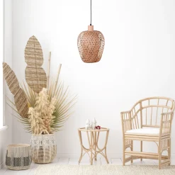 Lámpara de techo Filipinas Bel Air 40W altura regulable madera natural