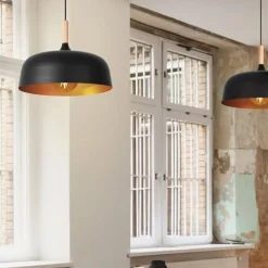 Lámpara de techo Genaro Lumit 60W altura regulable negro/oro Ø32 cm