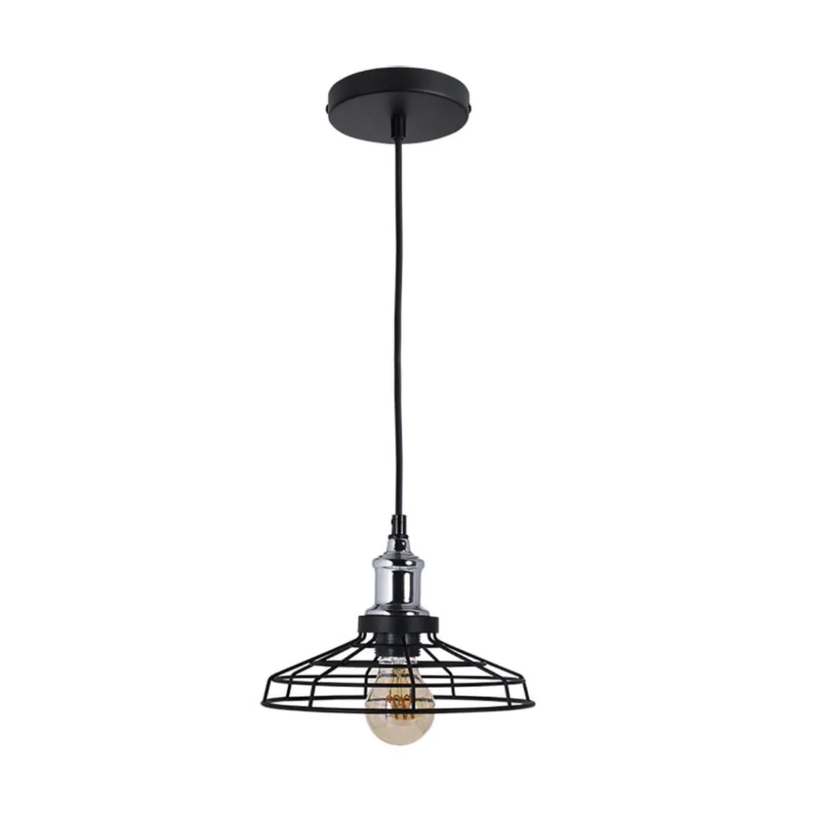 Lámpara de techo Pascal Lumit 60W altura regulable negro/cromo Ø23 cm