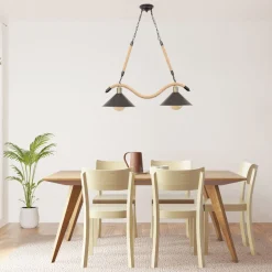 Lámpara de techo Soga Lumit 40W altura regulable cuerda negro/natural Ø30x50-100 cm