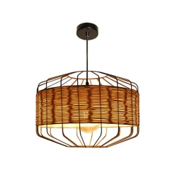 Lámpara de techo Solange Lumit 60W mimbre natural/marrón Ø35x175 cm