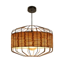 Lámpara de techo Solange Lumit 60W mimbre natural/marrón Ø45x182 cm