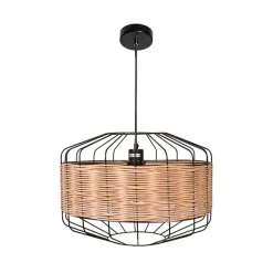 Lámpara de techo Solange Lumit 60W mimbre natural/marrón Ø45x182 cm