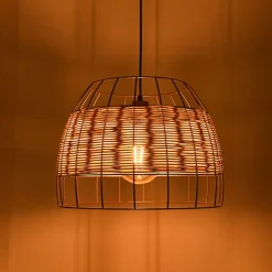 Lámpara de techo Sotero Lumit 60W colgante mimbre marrón/natural Ø32x176 cm