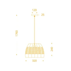 Lámpara de techo Sotero Lumit 60W colgante mimbre marrón/natural Ø32x176 cm