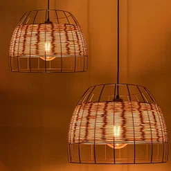 Lámpara de techo Sotero 60W colgante mimbre marrón/natural Ø42x181,5 cm