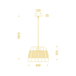 Lámpara de techo Sotero 60W colgante mimbre marrón/natural Ø42x181,5 cm