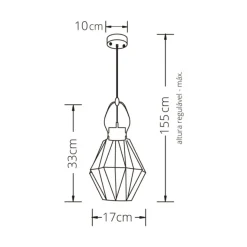 Lámpara de techo Ziva Lumit 60W altura regulable bronce Ø18 cm