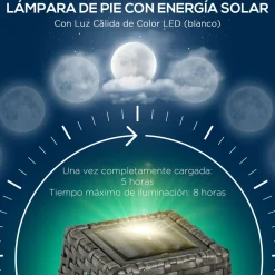 Lámpara solar Isla Outsunny luces LED gris 78x21x21 cm