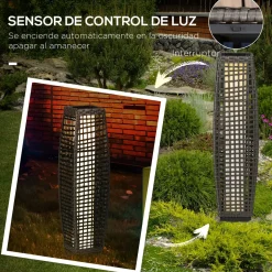 Lámpara solar Isla Outsunny luces LED gris 78x21x21 cm