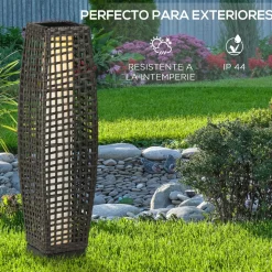 Lámpara solar Isla Outsunny luces LED gris 78x21x21 cm