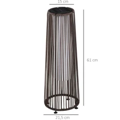 Lámpara solar Mohla Outsunny control de luz automático marrón Ø21,5x61 cm