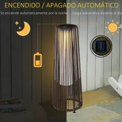 Lámpara solar Mohla Outsunny control de luz automático marrón Ø21,5x61 cm
