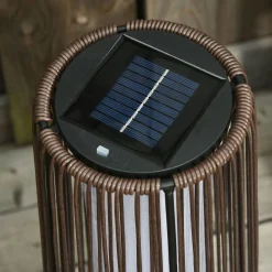 Lámpara solar Mohla Outsunny control de luz automático marrón Ø21,5x61 cm