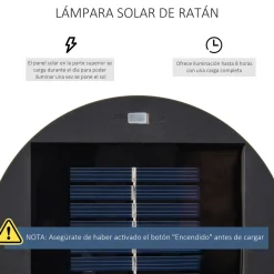 Lámpara solar Mohla Outsunny control de luz automático marrón Ø21,5x61 cm