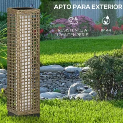 Lámpara solar Palapa Outsunny luces LED 2500K exterior marrón 69x15,5x15,5 cm