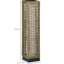Lámpara solar Palapa Outsunny luces LED 2500K exterior marrón 69x15,5x15,5 cm