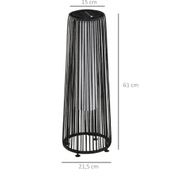 Lámpara solar Sunrise Outsunny con LED 0,8W negro Ø21,5x61 cm