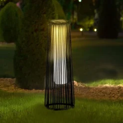 Lámpara solar Sunrise Outsunny con LED 0,8W negro Ø21,5x61 cm