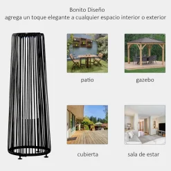 Lámpara solar Sunrise Outsunny con LED 0,8W negro Ø21,5x61 cm