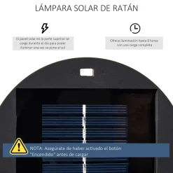 Lámpara solar Sunrise Outsunny con LED 0,8W negro Ø21,5x61 cm