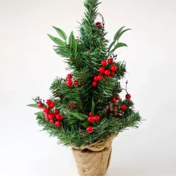 Maceta árbol de Navidad con muérdago 46 cm
