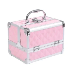 Maletín de maquillaje profesional Homcom 3 niveles rosa 15x20x15 cm