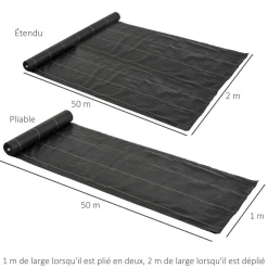Malla de jardín Formentera Outsunny transpirable 100 g/m² negro 2x50 m