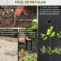 Malla de jardín Mallorca Outsunny transpirable 130 g/m² negro 2x50 m