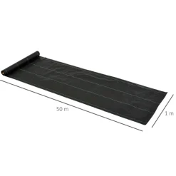 Malla de jardín Outsunny contra malas hierbas 100 g/m² negro 1x50m