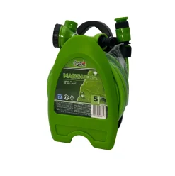 Manguera enrollable 5 modos conectores + adaptador verde 10 metros