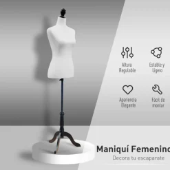 Maniquí femenino Homcom altura ajustable blanco 130/168 cm
