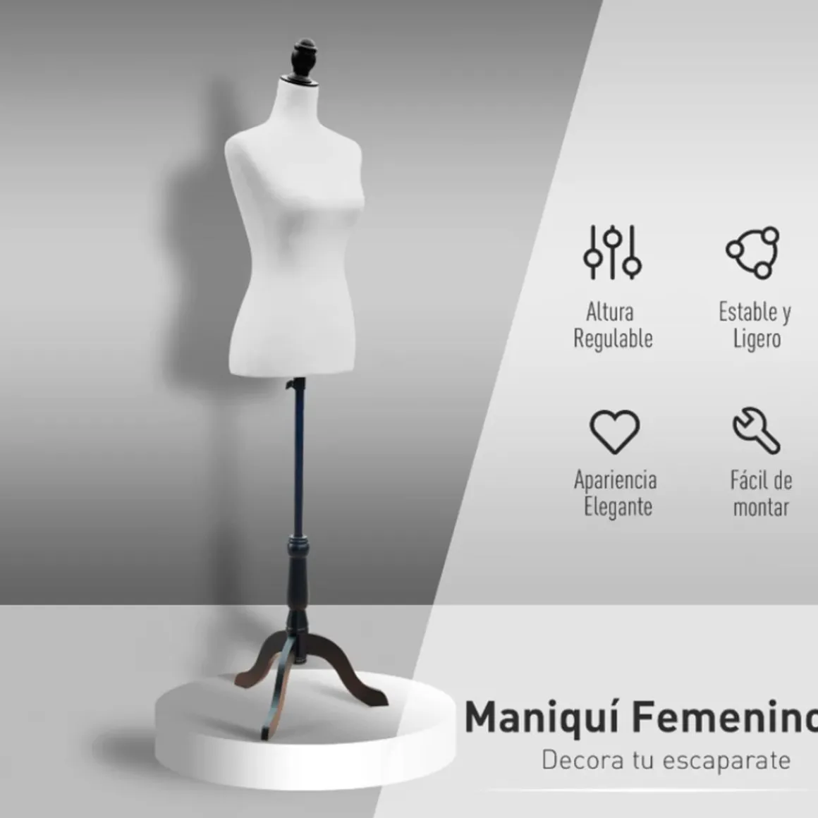 Maniquí femenino Homcom altura ajustable blanco 130/168 cm
