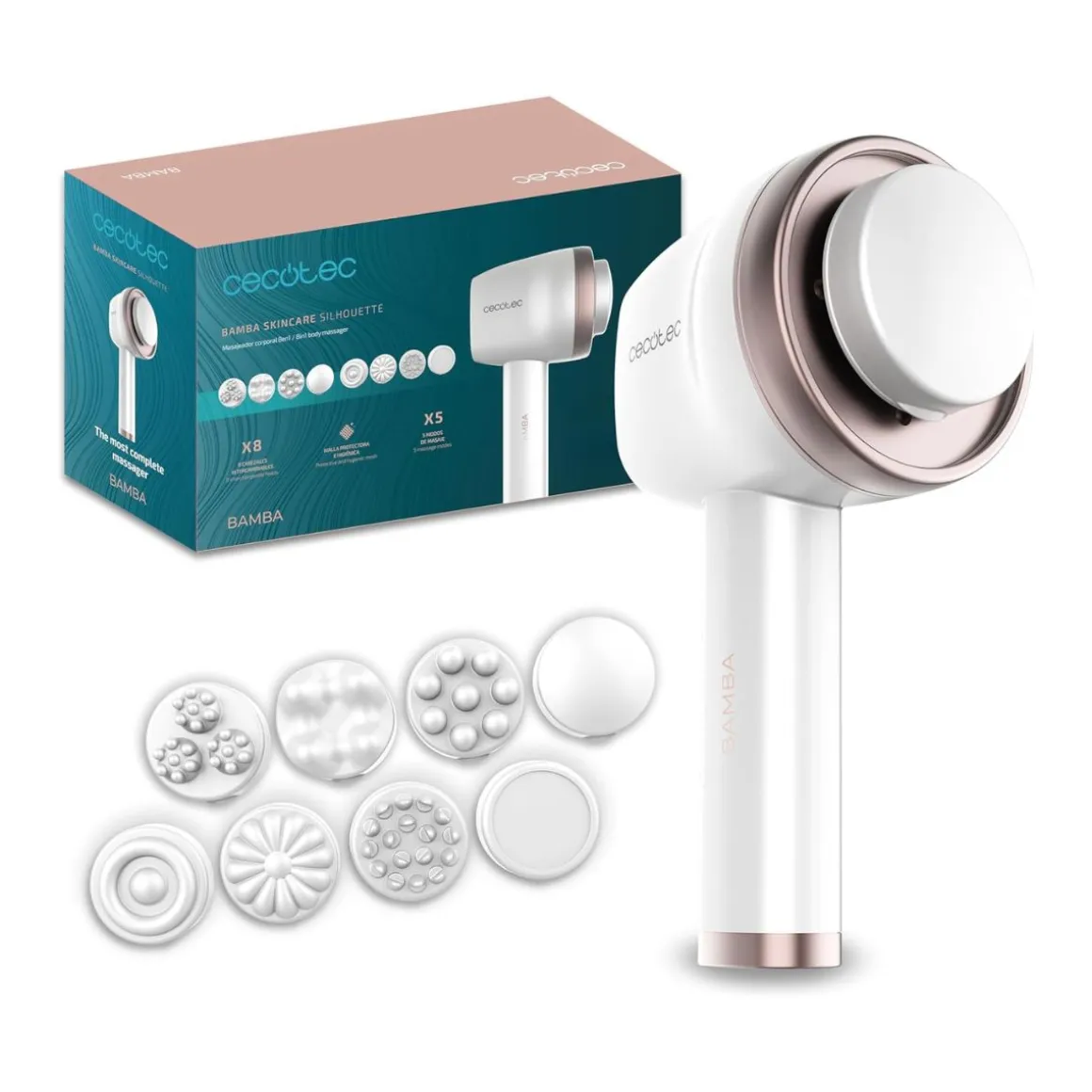 Masajeador corporal Cecotec SkinCare Push Up 8 cabezales blanco