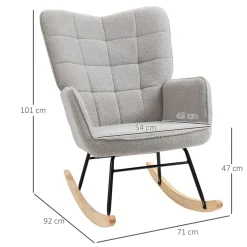 Mecedora Miko Homcom terciopelo patas de madera gris 101x71x92 cm