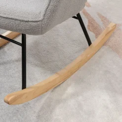 Mecedora Miko Homcom terciopelo patas de madera gris 101x71x92 cm