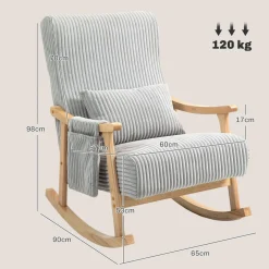 Mecedora Panna Homcom con reposabrazos gris 98x65x90 cm