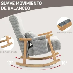 Mecedora Panna Homcom con reposabrazos gris 98x65x90 cm