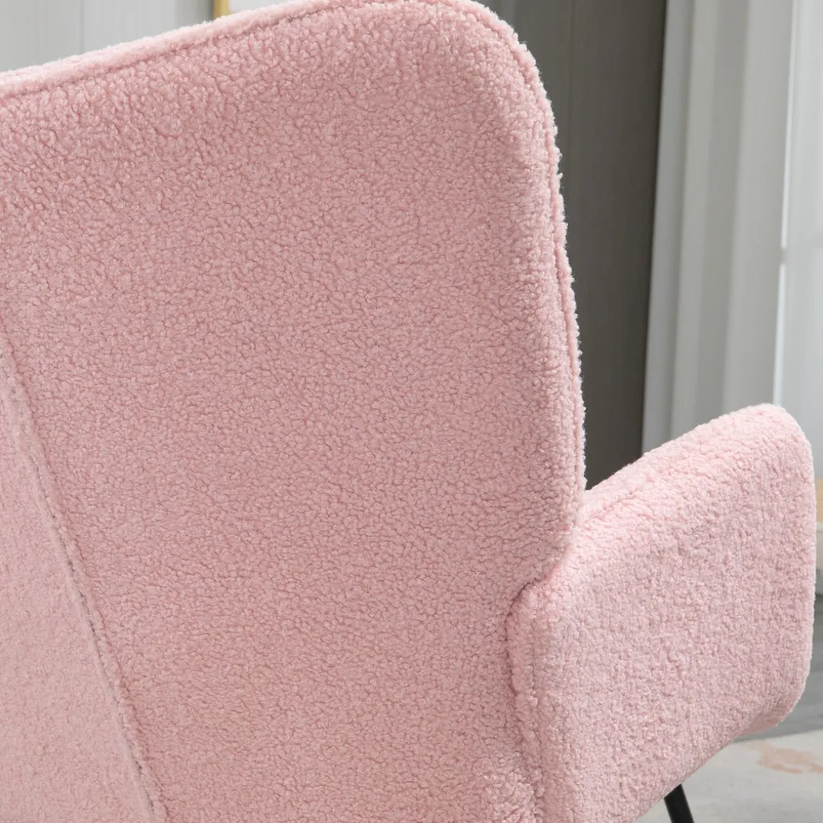 Mecedora Rouse Homcom respaldo alto con reposabrazos rosa 101x71x98 cm