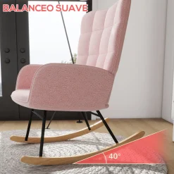 Mecedora Rouse Homcom respaldo alto con reposabrazos rosa 101x71x98 cm