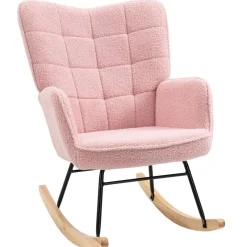 Mecedora Rouse Homcom respaldo alto con reposabrazos rosa 101x71x98 cm